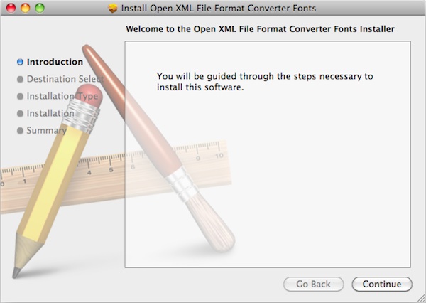 Step 5: Running the OpenXML_all_fonts.pkg installer