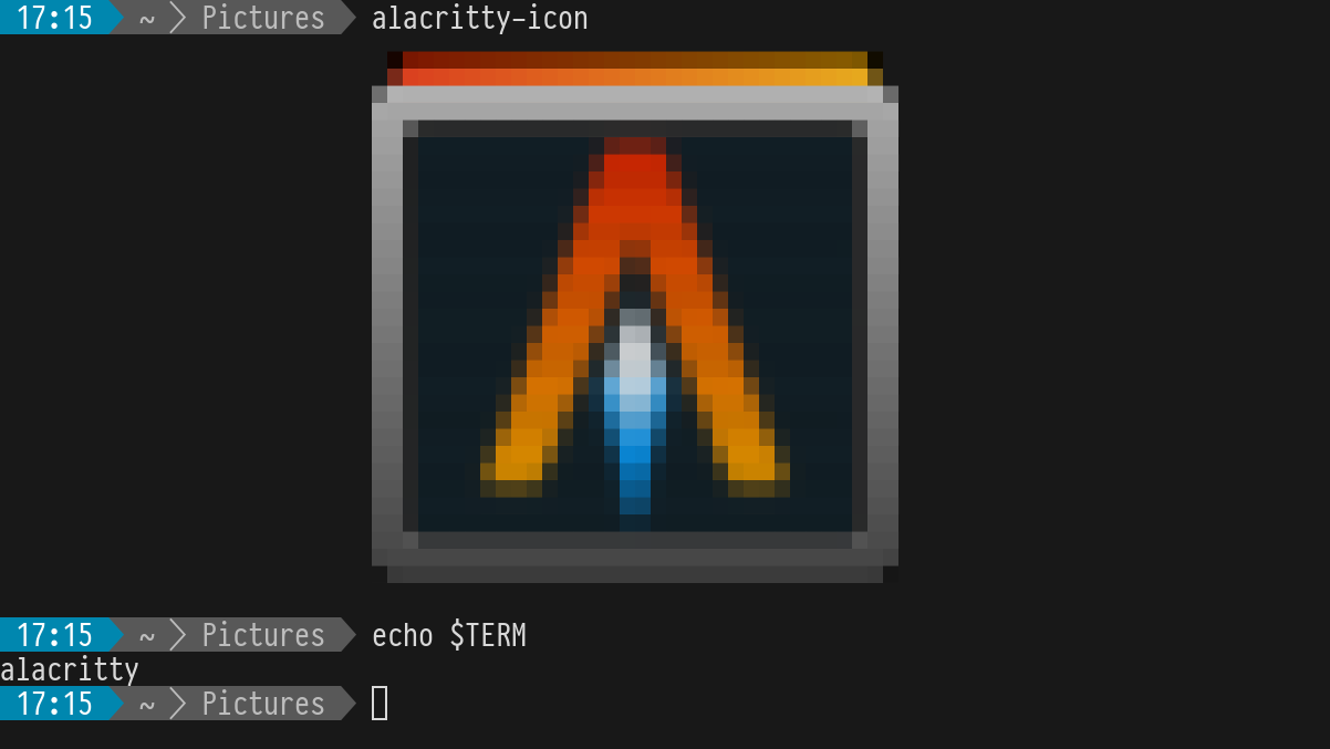 Screenshot of Alacritty disiplaying the Alacritty logo.