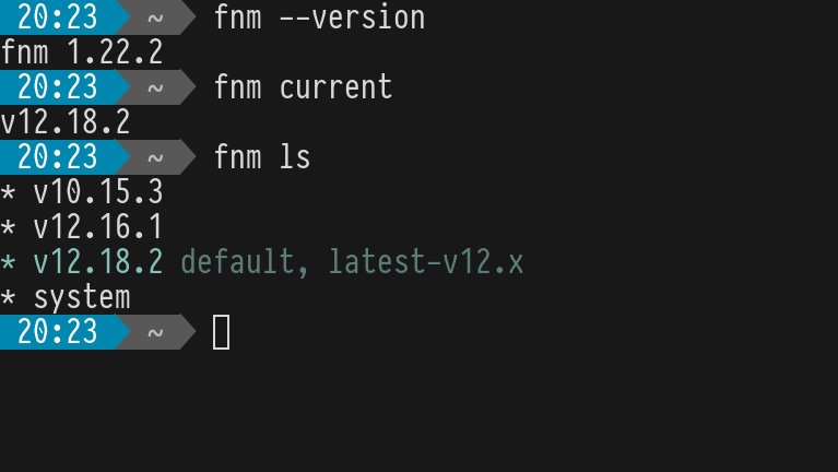 Screenshot of fnm running in a terminal.